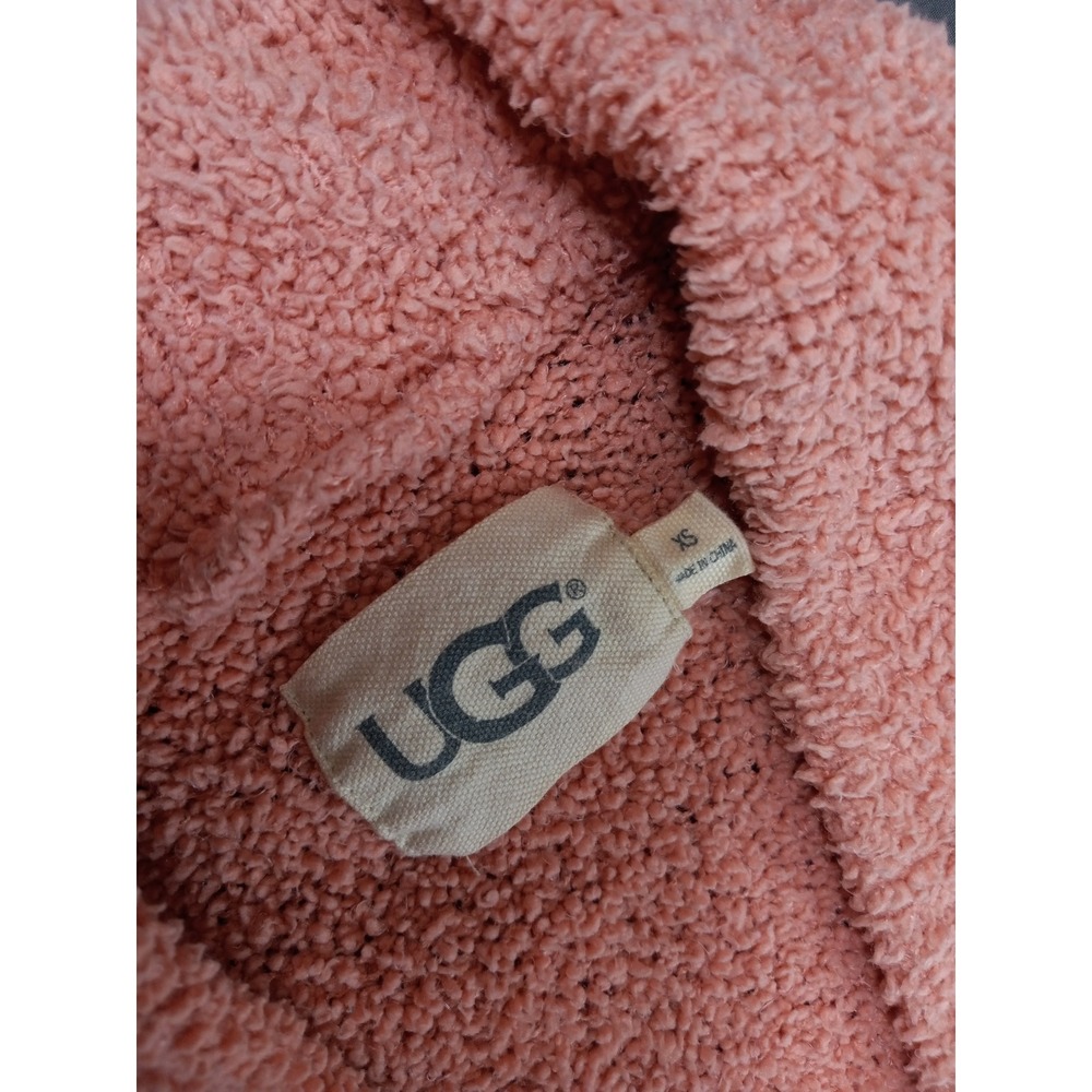UGG Fleece Robe Womens XS Pink Coral Shawl Collar Plush Bathrobe - Picture 3 of 10